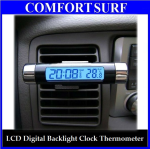 Car LCD Digital Back Light Automotive Clock with Thermometer